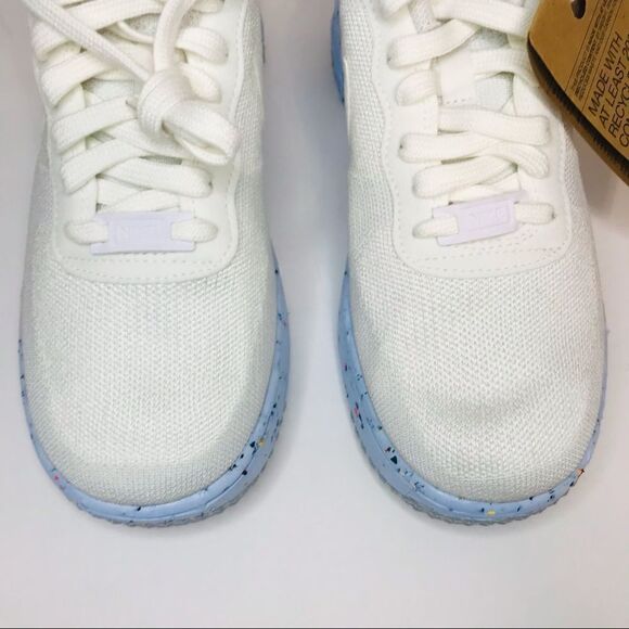 New! Nike Air Force 1 Crater FlyKnit White Blue Women’s Sneakers Shoes - Picture 11 of 15
